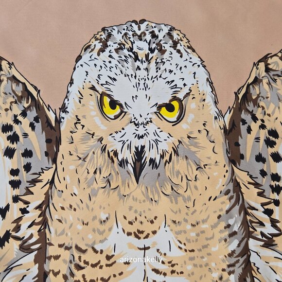 *HUGE* Silk Owl Scarf Wrap Shawl - Picture 9 of 16